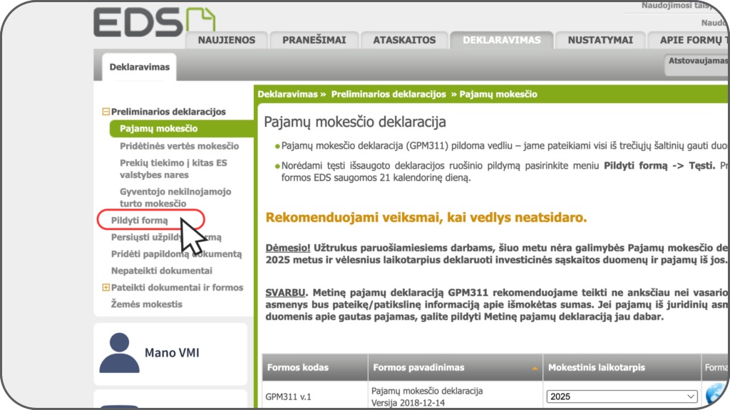 pildyti eds forma