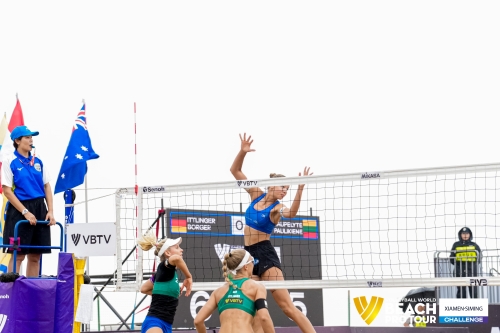 FOTO: Volleyball World. Raupelyte/Paulikiene (LTU) vs Ittlinger/Borger (GER)