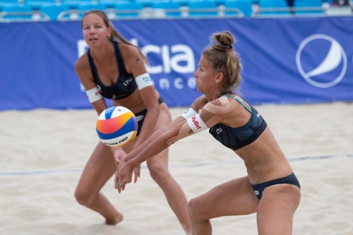 FOTO: Volleyball World. Esmee/Zoe (SUI) vs Paulikiene/Raupelyte (LTU)