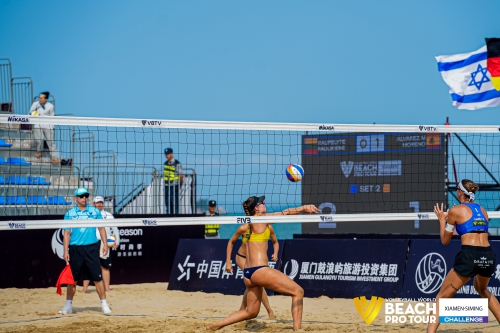 FOTO: Volleyball World. Raupelyte/Paulikiene (LTU) vs Alvarez M/Moreno (ESP)