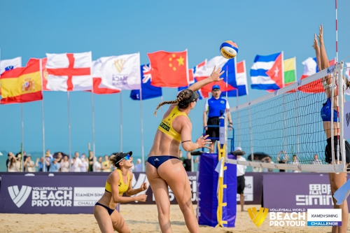FOTO: Volleyball World. Raupelyte/Paulikiene (LTU) vs Alvarez M/Moreno (ESP)