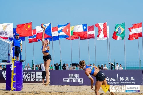 FOTO: Volleyball World. Raupelyte/Paulikiene (LTU) vs Alvarez M/Moreno (ESP)