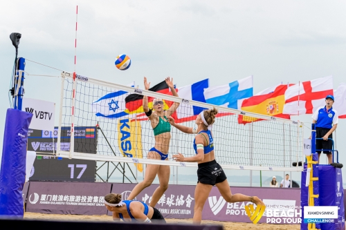 FOTO: Volleyball World. Raupelyte/Paulikiene (LTU) vs Ittlinger/Borger (GER)